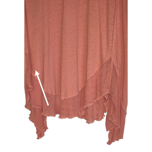 We The Free People Top Womens S Coral Lagenlook Linen Blend Oversized Tshirt - Picture 9 of 16